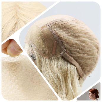 LCWAW51 Custom Wig Front Swiss Lace Top Injection Silk Top with Back Wefts for Women