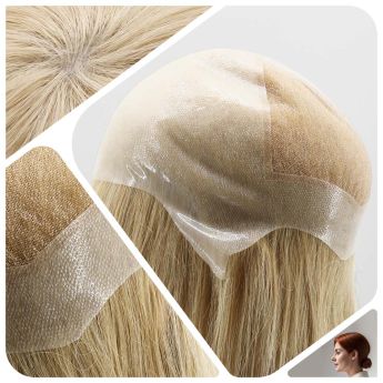 LCWAW52 Custom Full PU Knotted Base Wig Swiss Lace Back for Women