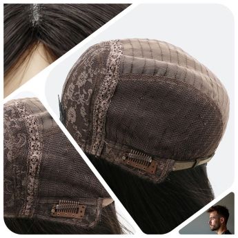 LCMAW55 Custom Men Wig Silk Top with Back Wefts
