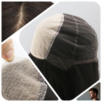 LCMAW62 Custom Men Wig Lace and Silk Top with Wefts
