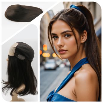 LSWAW6-1 12.5inch Alopecia Wig Silk Top Front Folded Lace Wefted Sides&Back