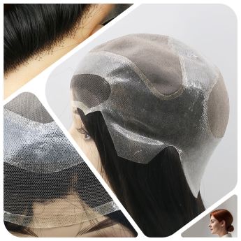LWG71 Custom Wig Front Swiss Lace with Lace and PU for Men