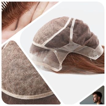 LWG9 Custom Men Wig Swiss Lace and Silk Top with Back PU