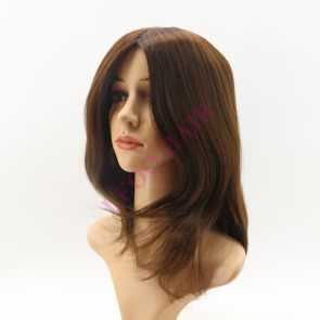 LWG6 12.5inch Alopecia Wig Silk Top Front Folded Lace Wefted Sides&Back